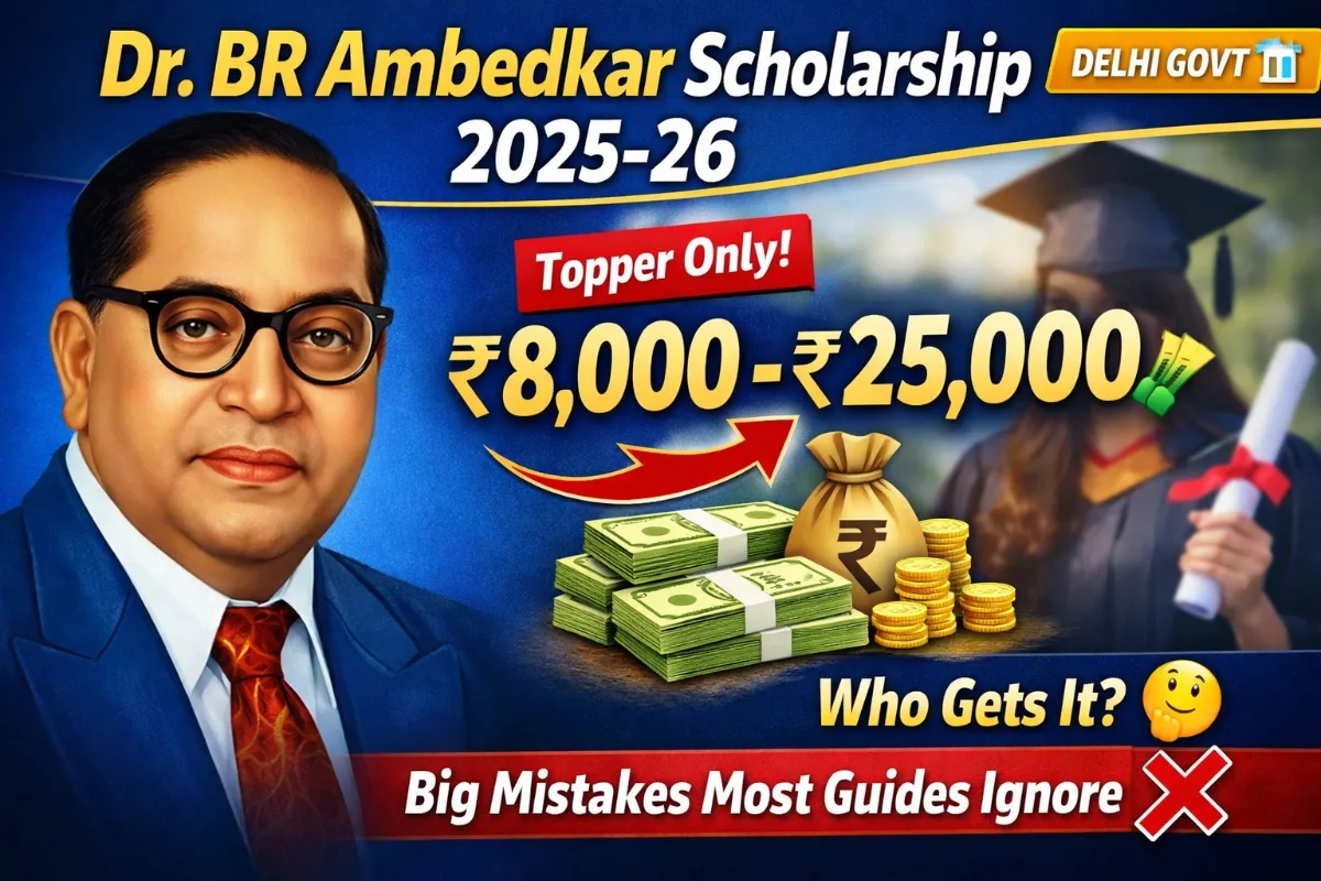 Dr BR Ambedkar Scholarship for Topper Award Delhi 2025-26 eligibility amount ₹8000 to ₹25000 topper scheme details