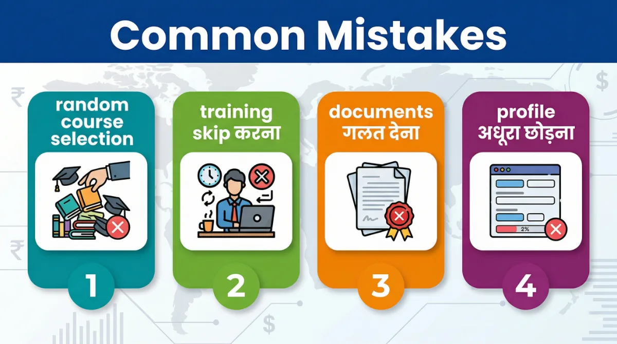 Sarthi Yojana common mistakes random course selection training skip documents wrong profile incomplete application errors
